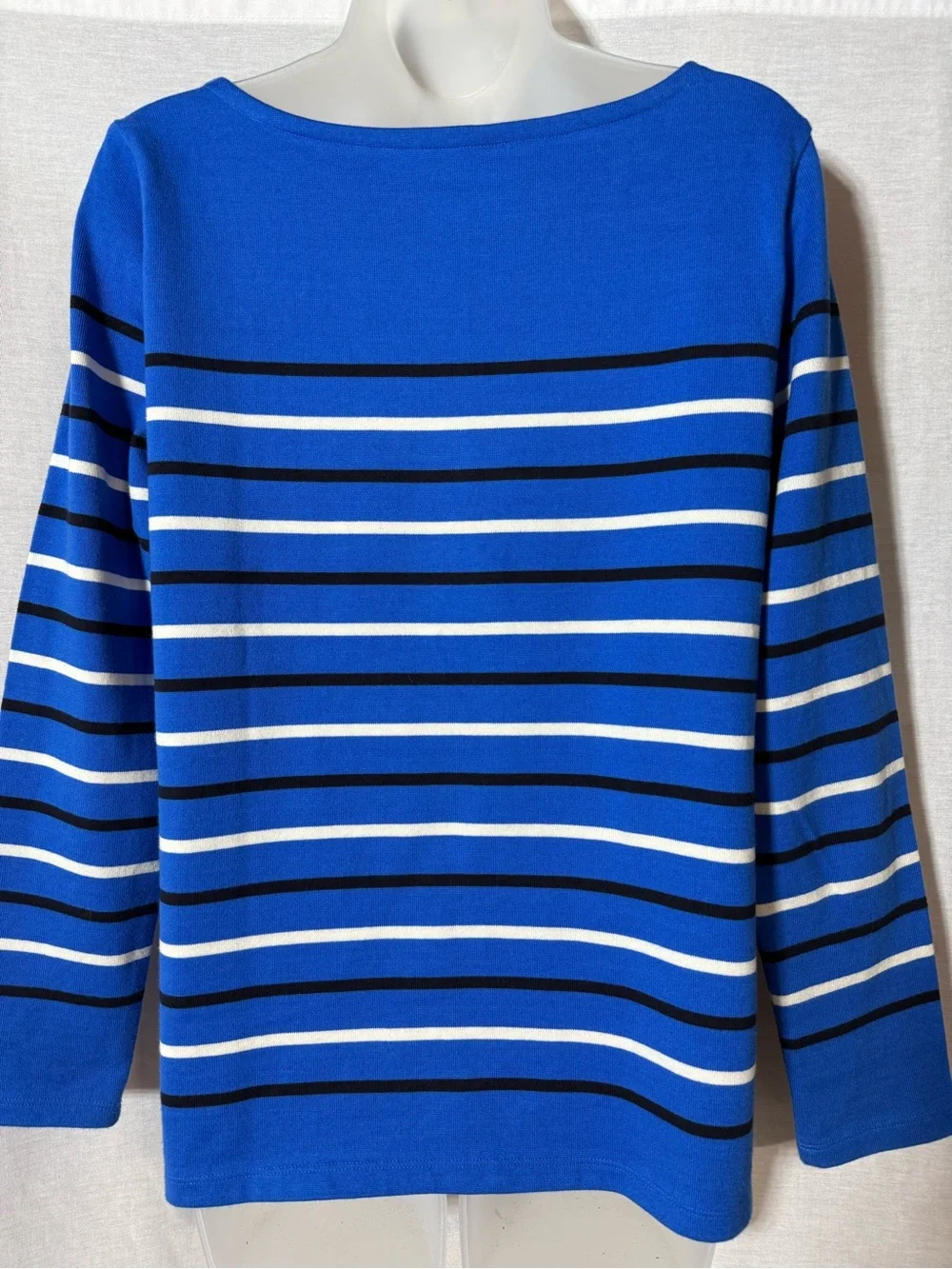 Talbots Royal Blue Striped Boatneck light Sweater Size Small